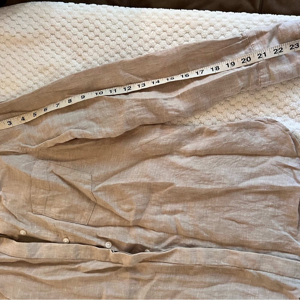 Reiss Light Brown Linen Shirt - Picture 6 of 6